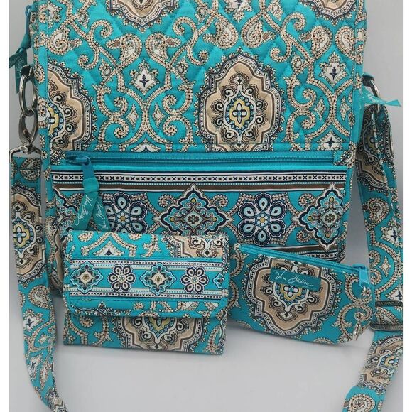 Vera Bradley Handbags - Vera Bradley totally turquiose messenger bag,wallet and clip on ID holder